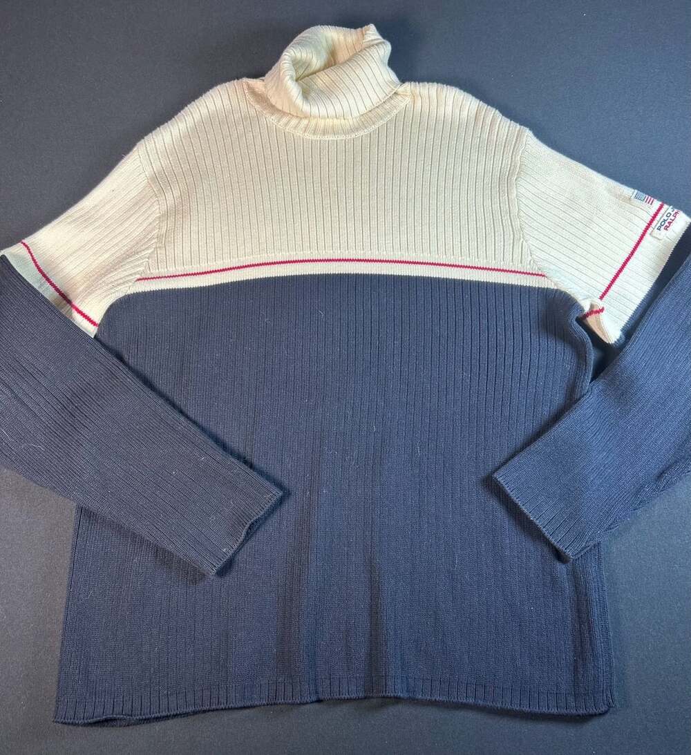 Vintage Polo Jeans Co Ralph Lauren Sweater L Flag Turtleneck Y2K